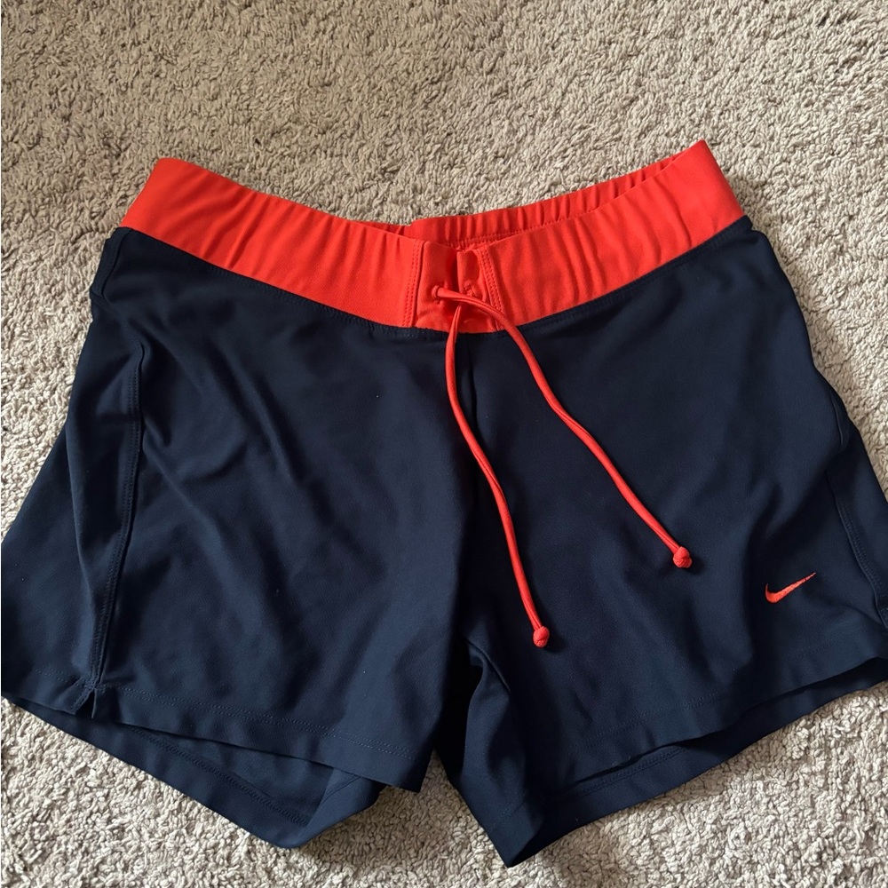 Nike Navy and Orange Athletic Shorts